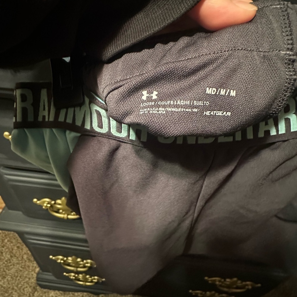 Under Armour Black and Light Blue Athletic Shorts - Picture 2 of 3